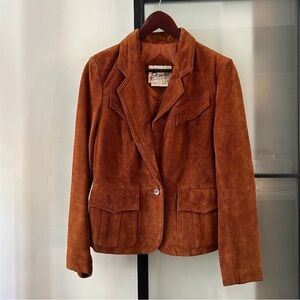 Berman's (Made in Korea) Vintage Caramel Suede Blazer Jacket, Small